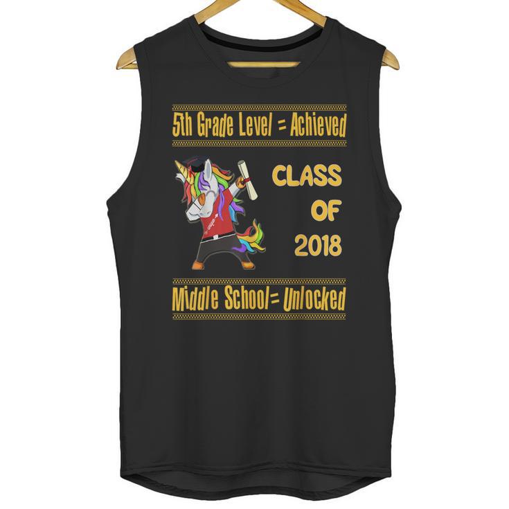 5th Grade Graduation Shirt Dabbing Unicorn Boys Class 2018 Unisex Tank Top