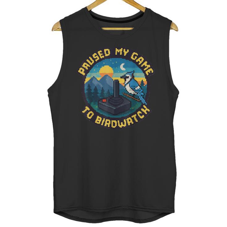 8-Bit Gamer Birder Blue Jay Arcade Nostalgia Nature Unisex Tank Top