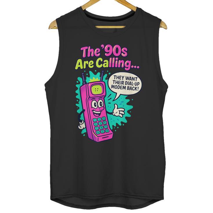 The 90s Are Calling Retro 90s Kid Nostalgia Gag Meme Unisex Tank Top