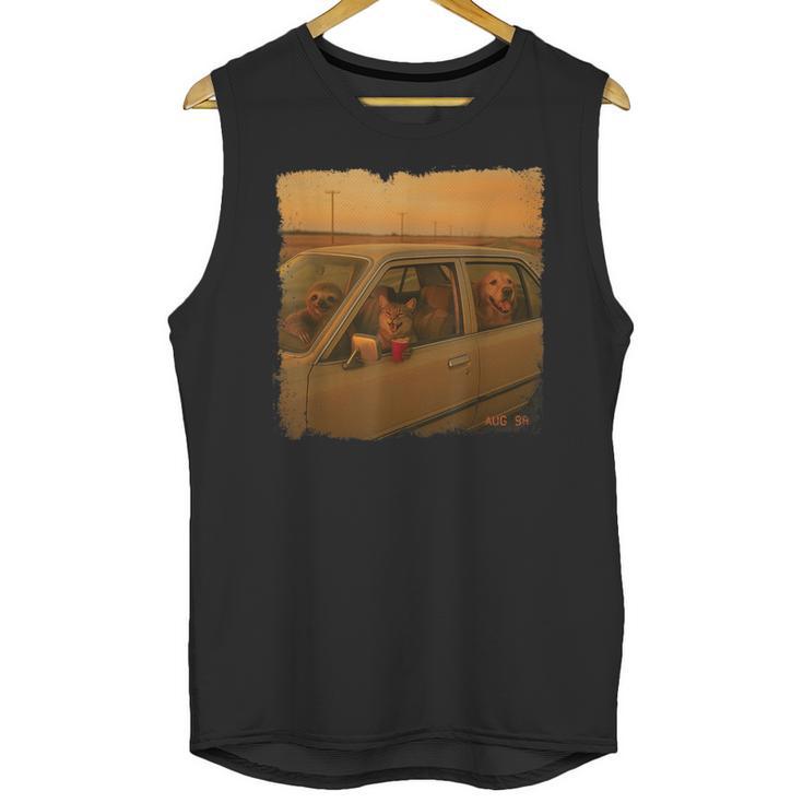 90s Roadtrip Animals Photo Cat Sloth Dog Retro Nostalgia Unisex Tank Top