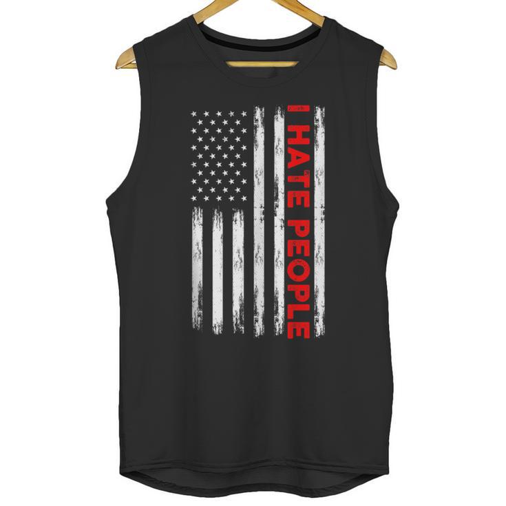 American Flag Loner Geeks Antisocial For Introvert Pride Unisex Tank Top