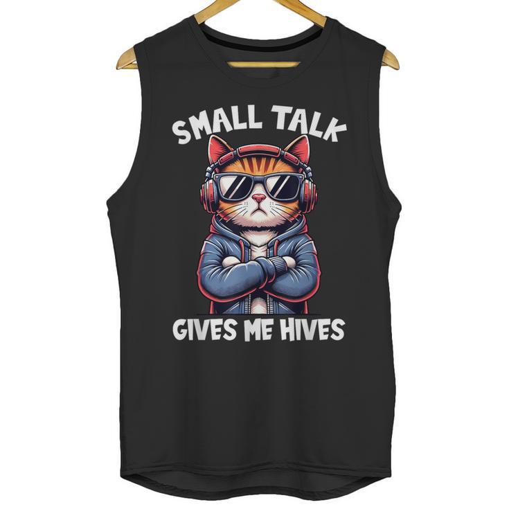 Anti Social Anxiety Mindfulness No Small Talk Introvert Cat Men Women Unisex Tank Top