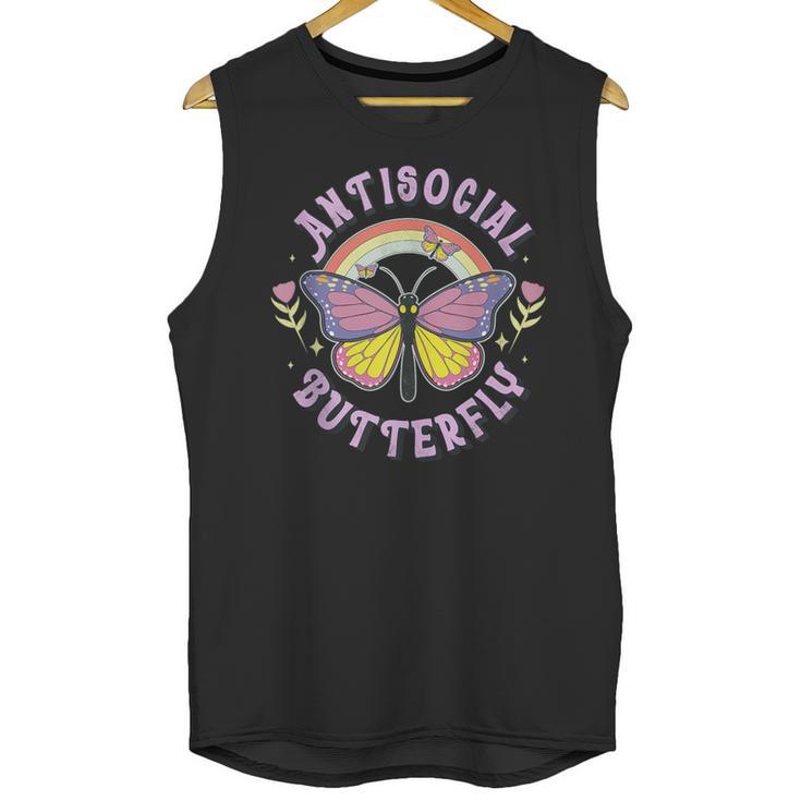 Antisocial Butterfly Groovy t For Introvert Men Women Girls Unisex Tank Top