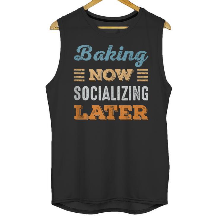 Baking Now Minimal Socializing Introvert Vintage Unisex Tank Top