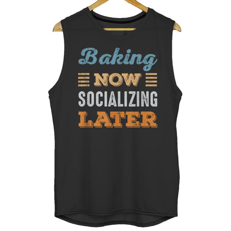 Baking Now Minimal Socializing Introvert Vintage Unisex Tank Top