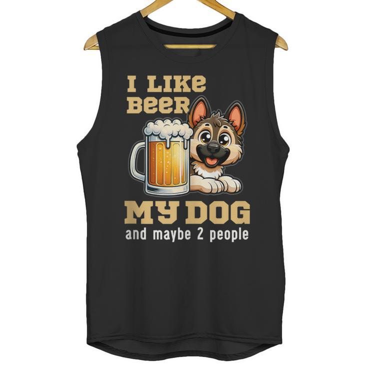 I Like Beer My Dog And Maybe 2 People Introvert Pun Unisex Tank Top
