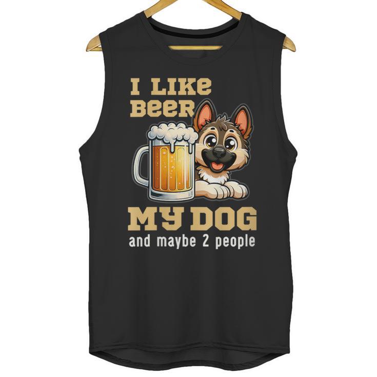 I Like Beer My Dog And Maybe 2 People Introvert Pun Unisex Tank Top