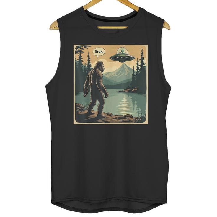Bigfoot Sasquatch Alien Spaceship UFO Introvert Bruh Unisex Tank Top Bigfoot Sasquatch Alien Spaceship UFO Introvert Bruh Unisex Tank Top
