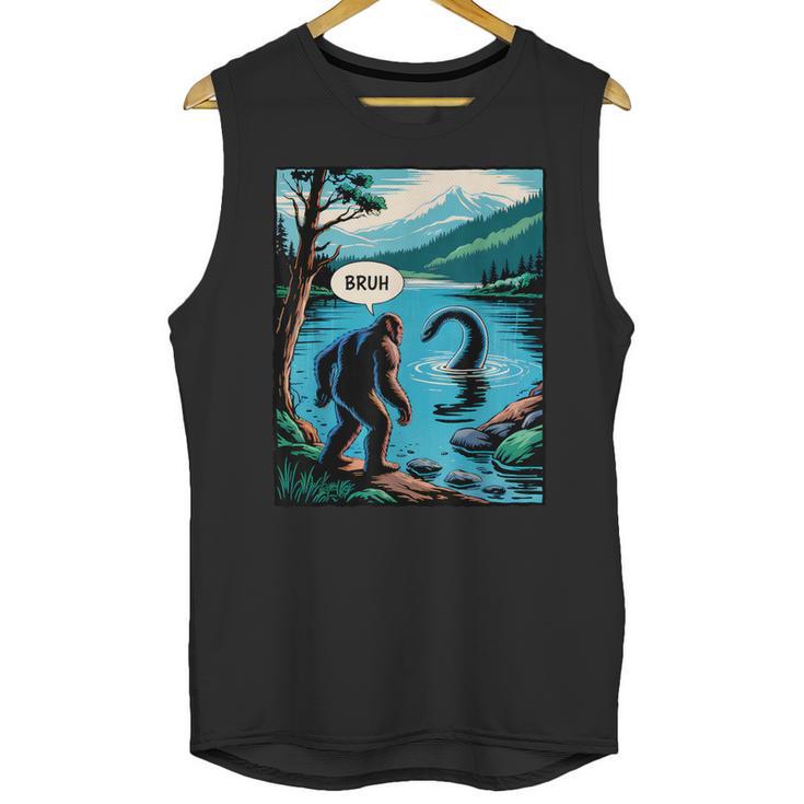 Bigfoot Sasquatch Loch Ness Monster Introvert Bruh Unisex Tank Top