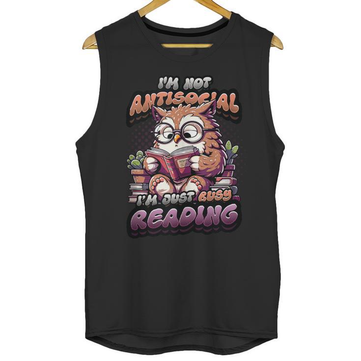 Book Lover Owl Reading Books Introvert Bookworm Unisex Tank Top