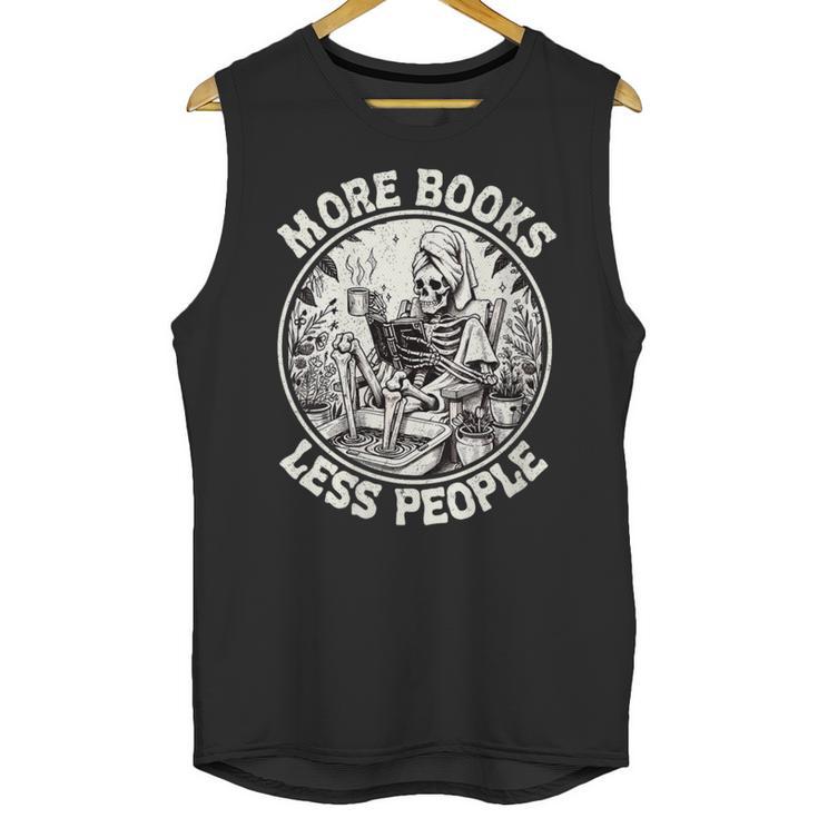 More Books Less People Introvert Skeleton Reading Unisex Tank Top More Books Less People Introvert Skeleton Reading Unisex Tank Top