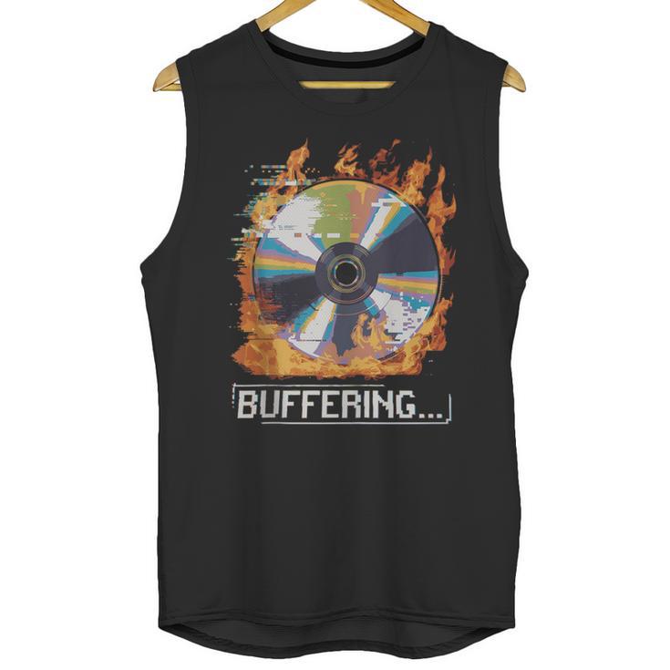 Buffering Glitched CD On Fire 2000s Nostalgia Unisex Tank Top