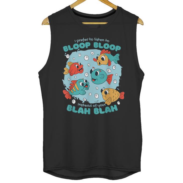 Cartoon Sarcasm Anti-Social Nihilism Introvert Fish Unisex Tank Top