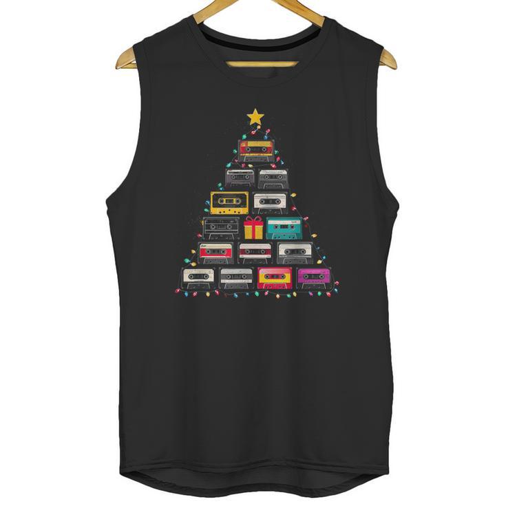 Cassette Tape Christmas Tree Graphic 80s 90s Retro Nostalgia Unisex Tank Top