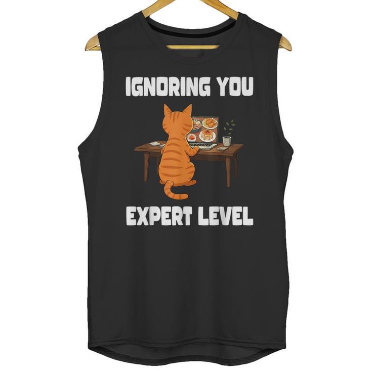 Cat Ignoring You Expert Level Orange Tabby Introvert Unisex Tank Top