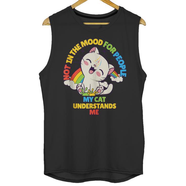 Cat Mom Loves Cats Dad Not In The Mood For People Introvert Unisex Tank Top