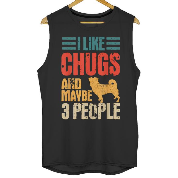 Chug Dog Retro Vintage Pughuahua Owner Fur Parent Introvert Unisex Tank Top