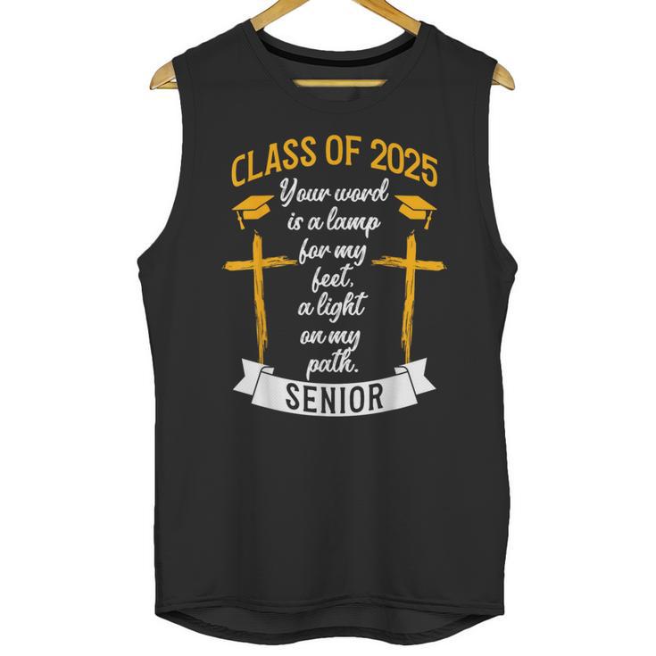 Class Of 2025 Senior Graduation Cross Quote Faith In God Unisex Tank Top