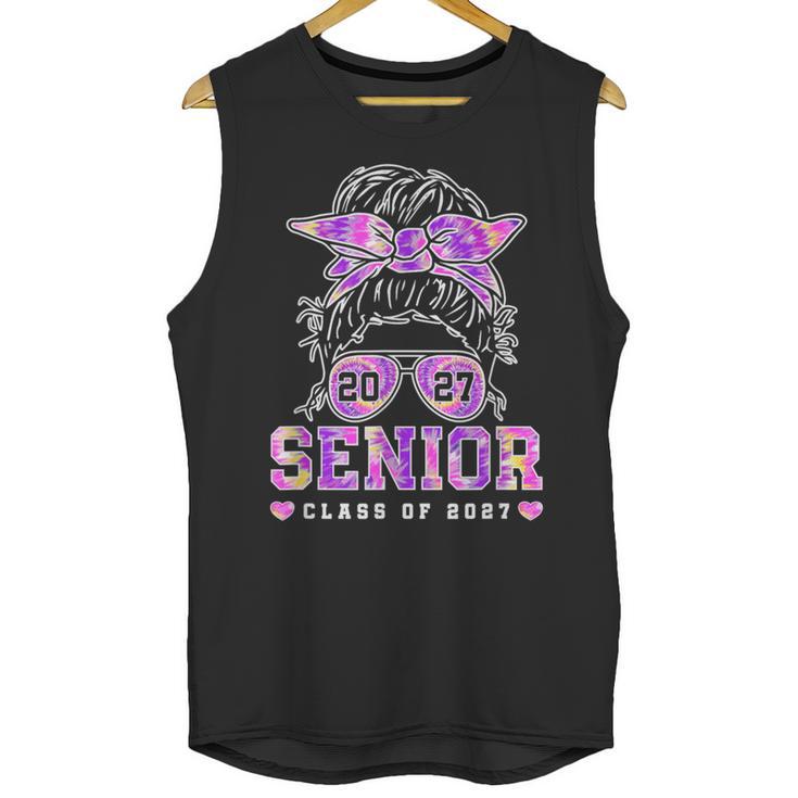 Class Of 2027 Senior Coquette Bow Messy Hair 26 Graduation Unisex Tank Top