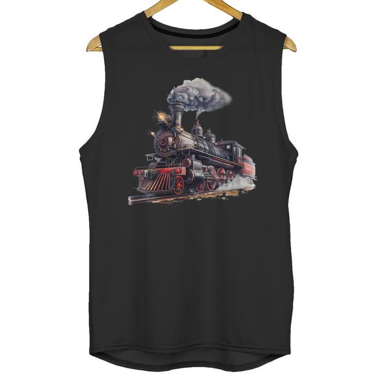 Classic Steam Train Enthusiasts Nostalgia For Train Lovers Unisex Tank Top