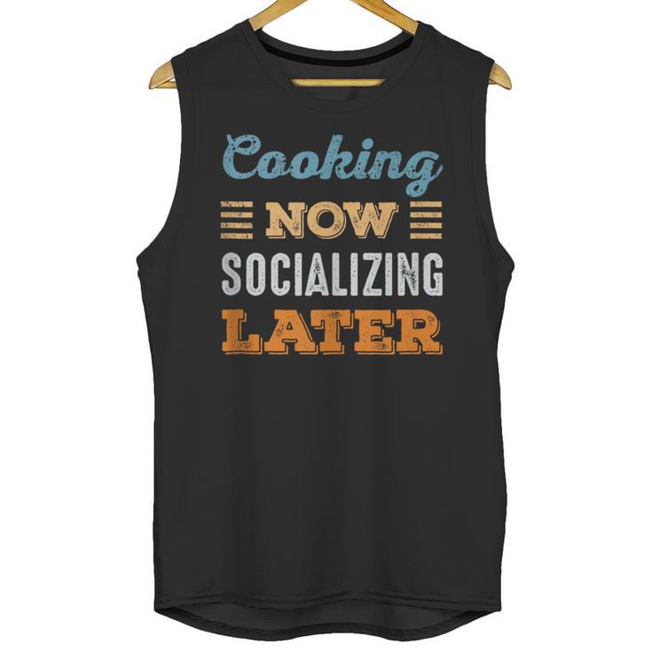 Cooking Now Minimal Socializing Introvert Vintage Unisex Tank Top