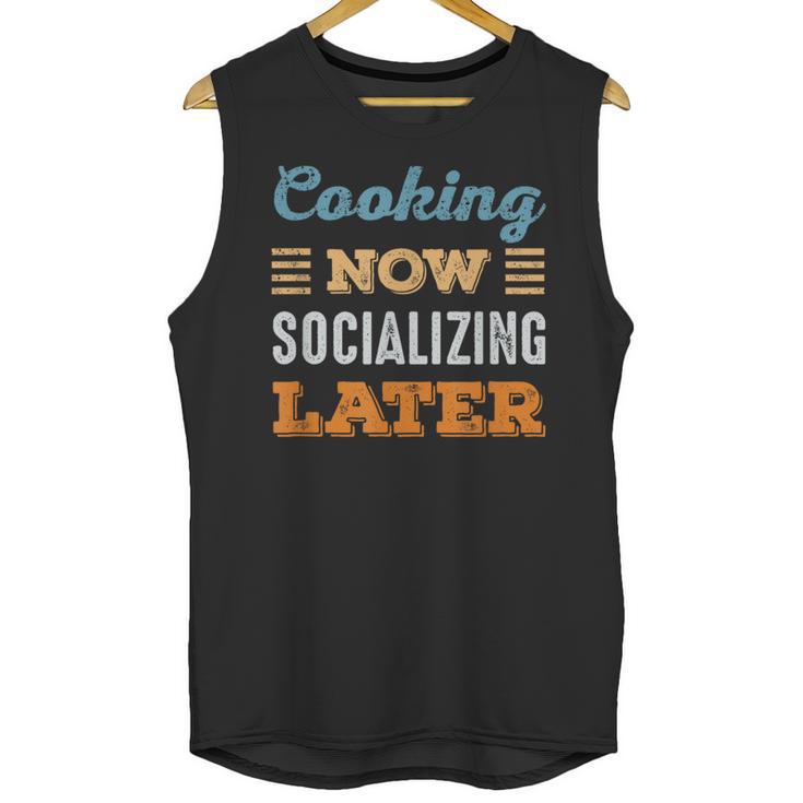Cooking Now Minimal Socializing Introvert Vintage Unisex Tank Top