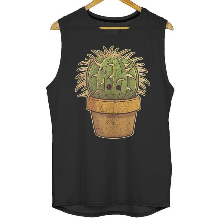 Cute Golden Barrel Cactus Introvert Distressed Unisex Tank Top