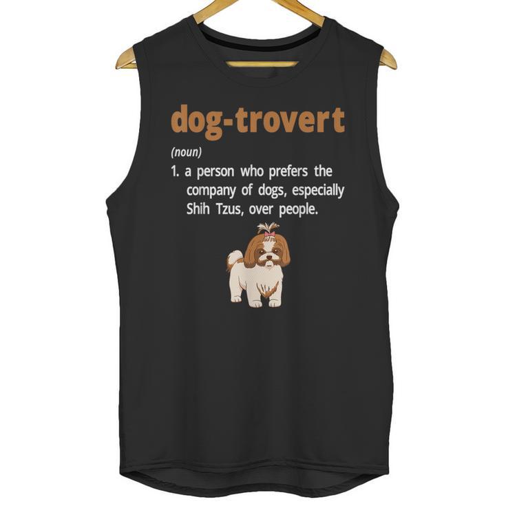 Dog-Trovert Shih Tzu Humor Definition Introvert Unisex Tank Top