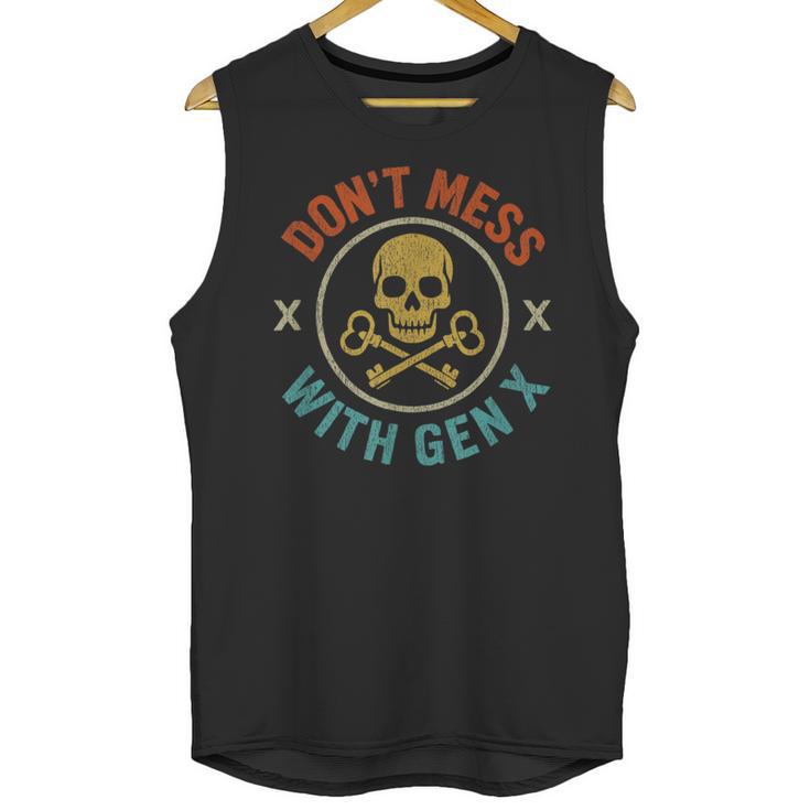 Don't Mess With Gen X Vintage Grunge Skull 80s Nostalgia Unisex Tank Top