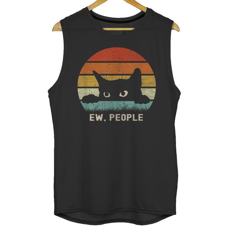 Ew People Retro Cat Cat Lover Introvert Unisex Tank Top