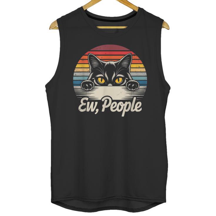 Ew People Retro Cat Vintage Anti Social Introvert Unisex Tank Top