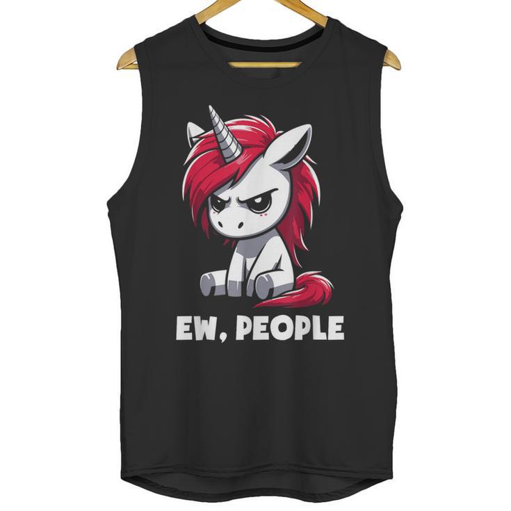 Ew People Unicorn Sarcastic Humor Introvert Unisex Tank Top
