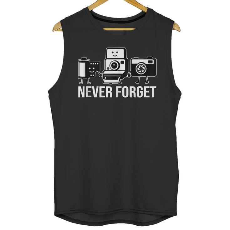 Never Forget Retro Camera Photography Nostalgia Unisex Tank Top