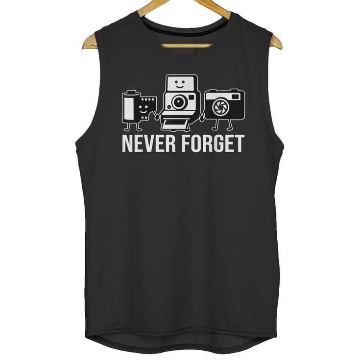 Never Forget Retro Camera Photography Nostalgia Unisex Tank Top