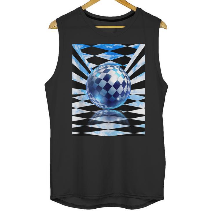 Frutiger Aero Aesthetic Tech Checkered Room Orb Sky Unisex Tank Top