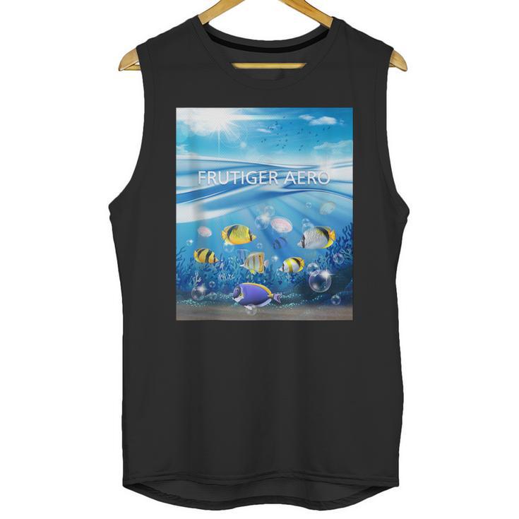 Frutiger Aero Aesthetic Tech Ocean Underwater Fishes Unisex Tank Top