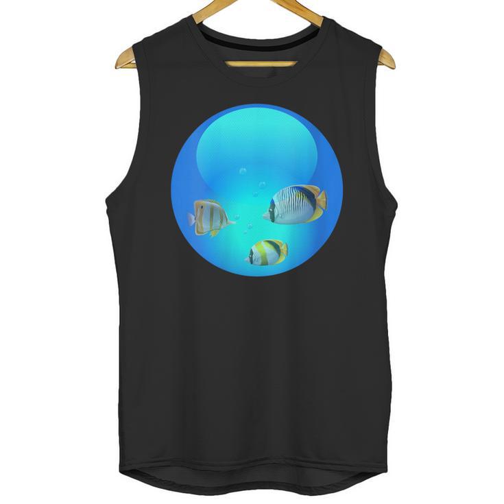 Frutiger Aero Aesthetic Tech Orb Fishes Unisex Tank Top