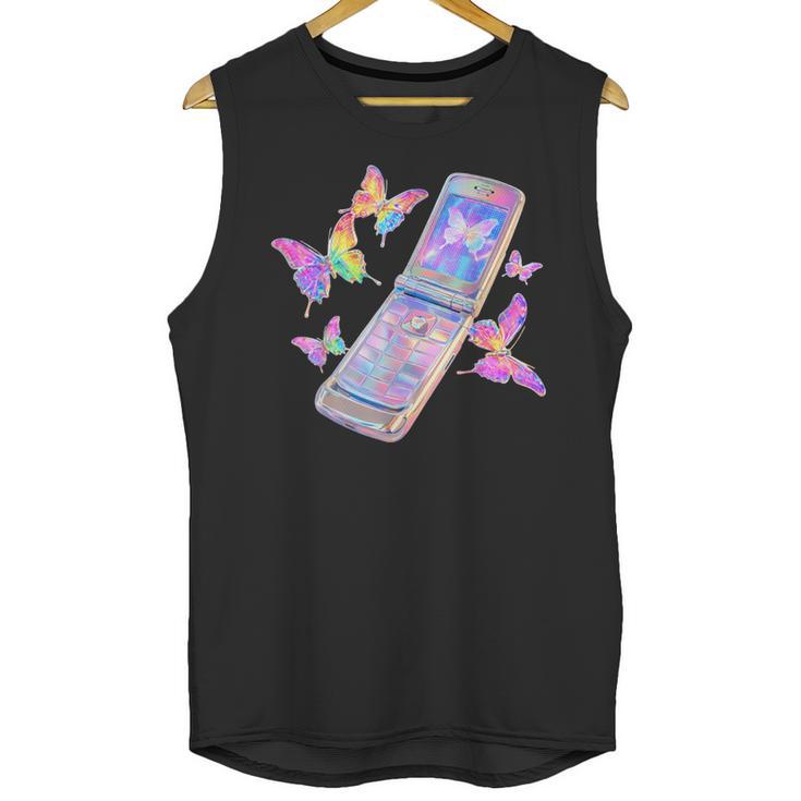 Frutiger Aero Y2K Chrome Phone Butterfly Unisex Tank Top