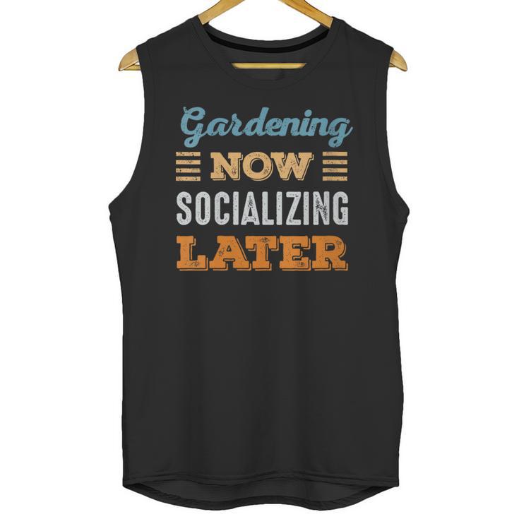 Gardening Now Minimal Socializing Introvert Vintage Unisex Tank Top