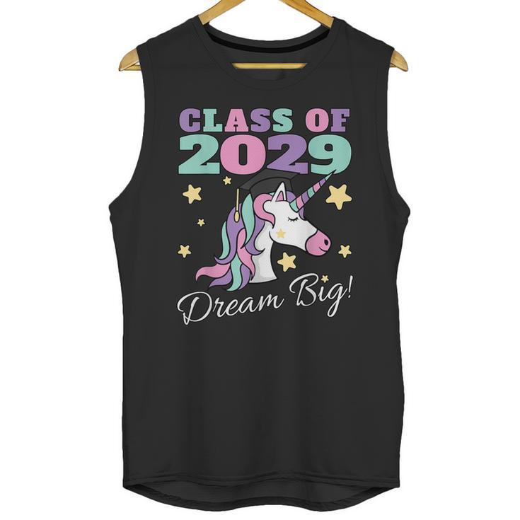 Girls Class Of 2029 Magical Unicorn Graduation Cap Unisex Tank Top