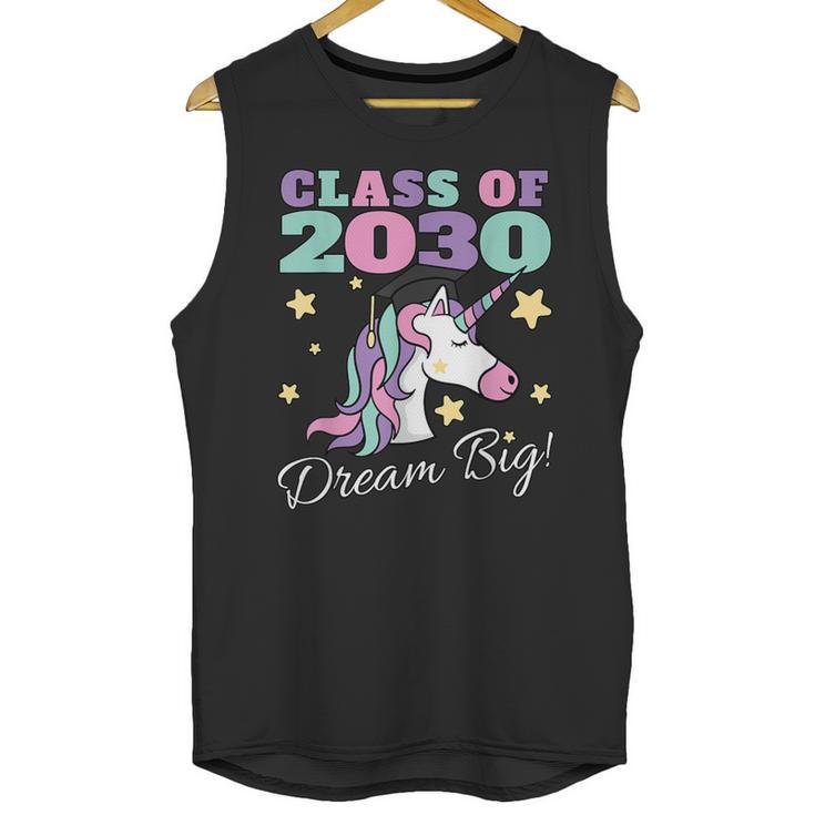 Girls Class Of 2030 Magical Unicorn Graduation Cap Unisex Tank Top