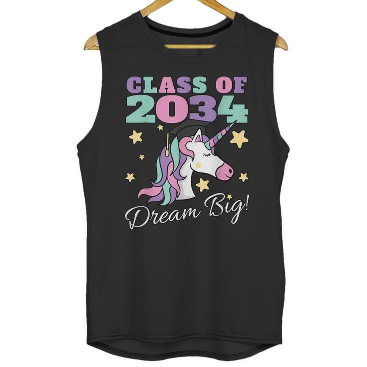 Girls Class Of 2034 Magical Unicorn Graduation Cap Unisex Tank Top