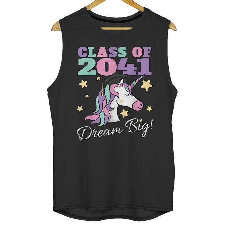 Girls Class Of 2041 Magical Unicorn Graduation Cap Unisex Tank Top