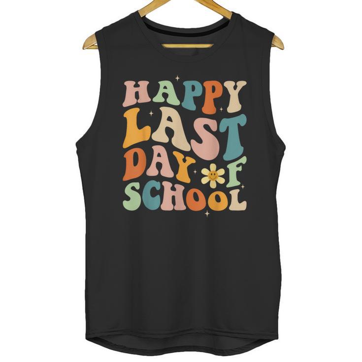 Happy Last Day Of School Groovy Teacher Student Graduation Unisex Tank Top