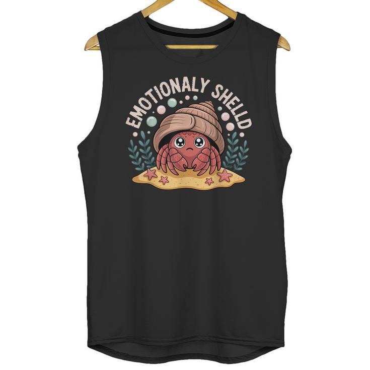 Hermit Crab Saying Emotionally Shelled Introvert Humor Unisex Tank Top