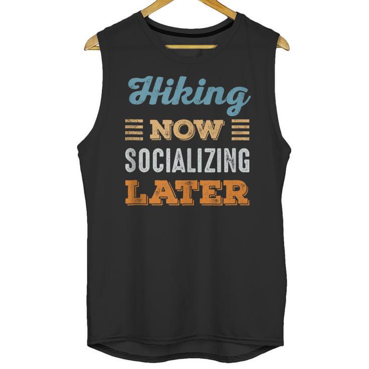 Hiking Now Minimal Socializing Introvert Vintage Unisex Tank Top