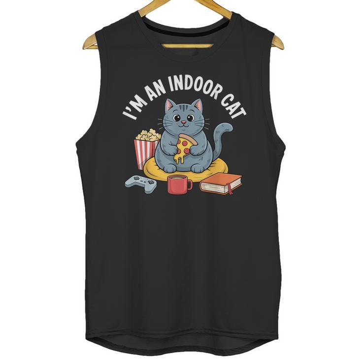 I'm An Indoor Cat Introvert Pizza Popcorn Book Gamer Cat Unisex Tank Top