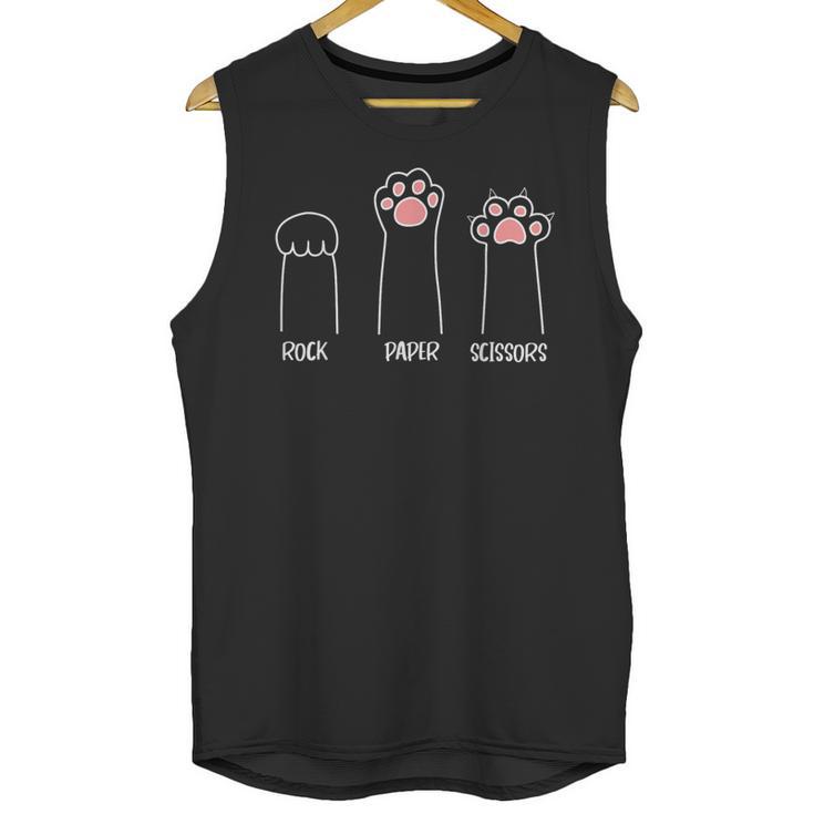 Introvert Cat Animal Rescue Pet Lover Apparel Rock Paper Scissors Hand Game Cute Paw Cat Unisex Tank Top