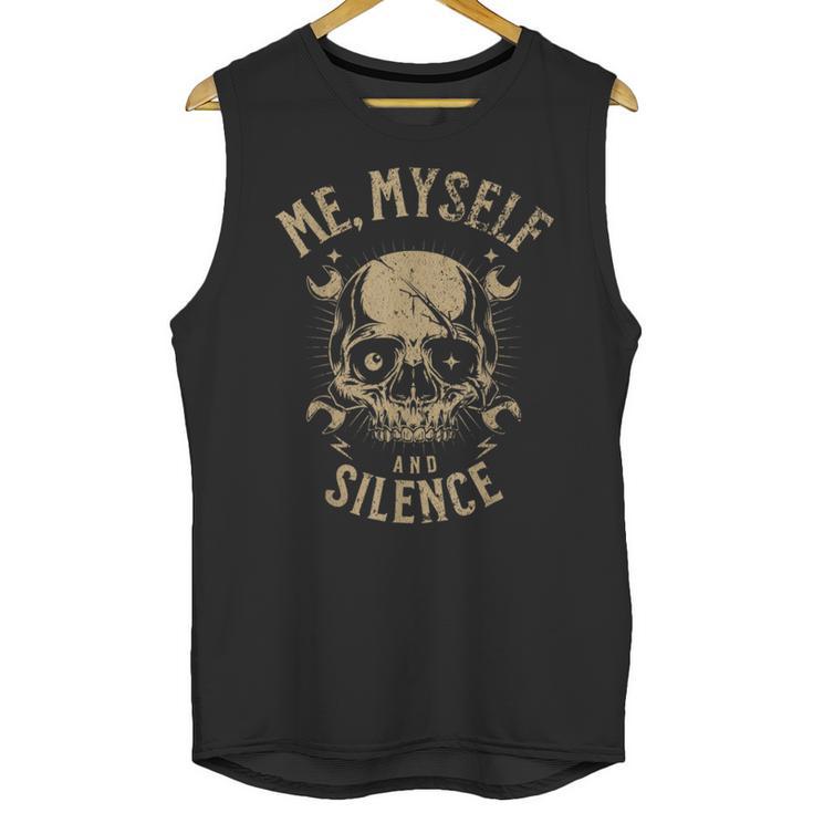 Introvert Relaxation Me Myself And Silence Skull Mechanic Unisex Tank Top