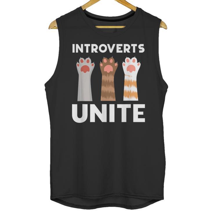 Introvert Unite Kitty Paws Raise Introverted Gathering Unisex Tank Top